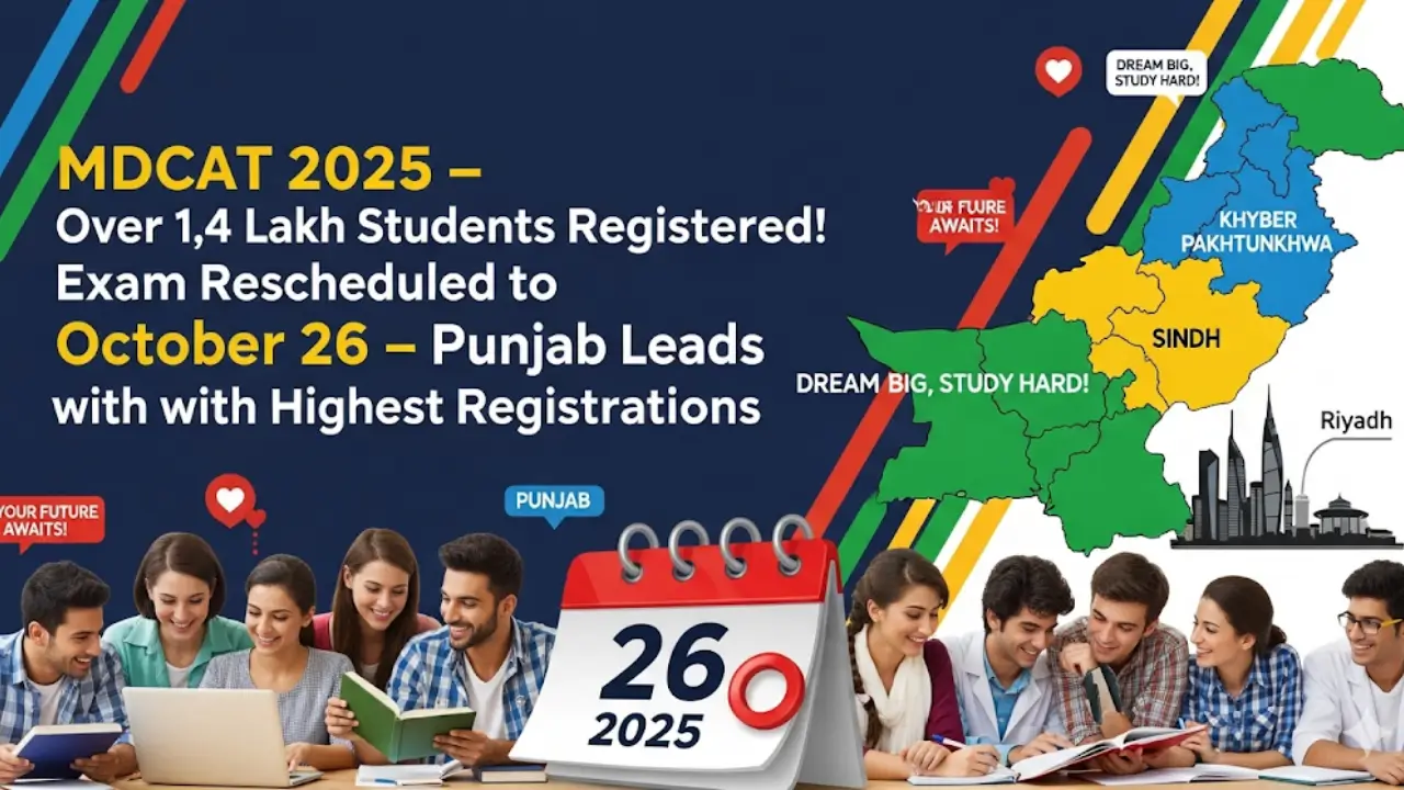 1 Lakh 40k+ Students Register for MDCAT 2025 – Exam Rescheduled to October 26 (Full Details)